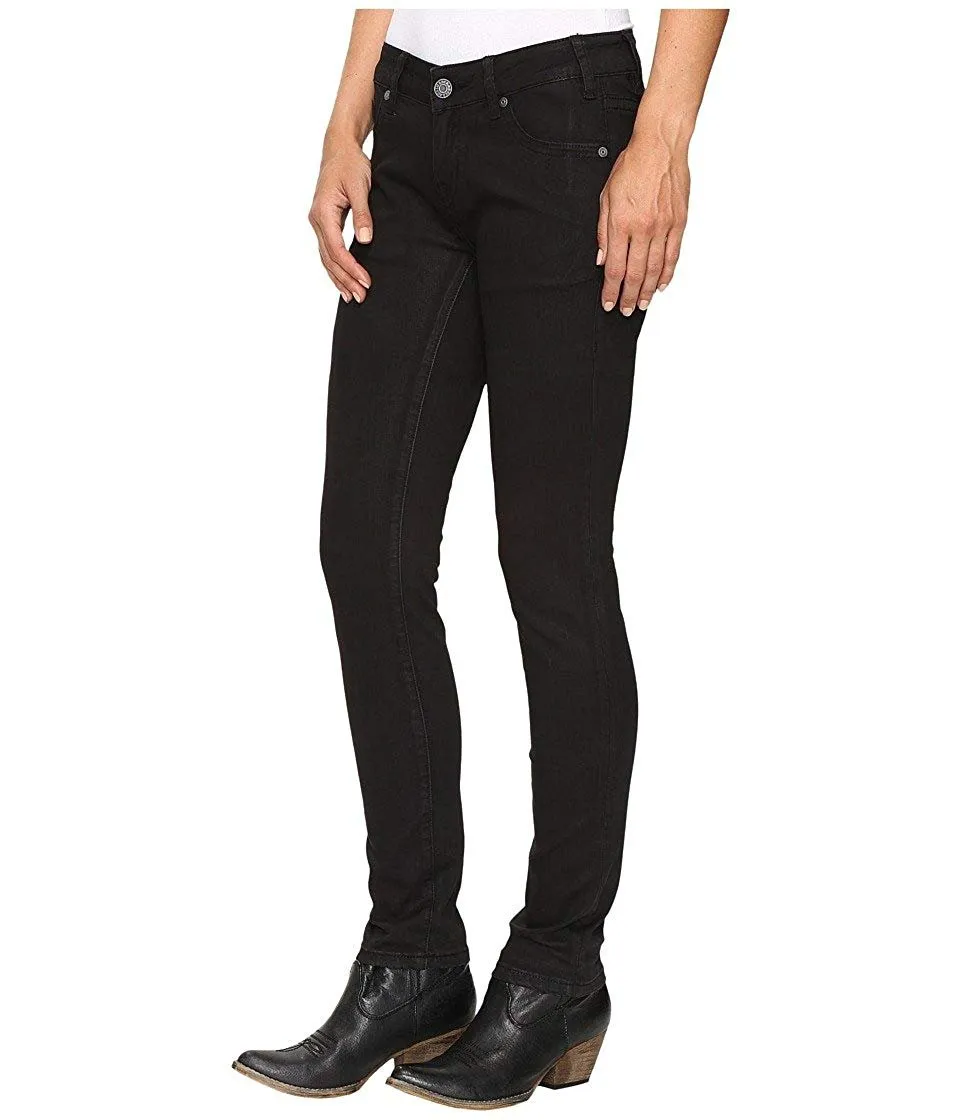 Rock and Roll Cowgirl Womens Low Rise Skinny Jeans in Black W0S9631, 26x34