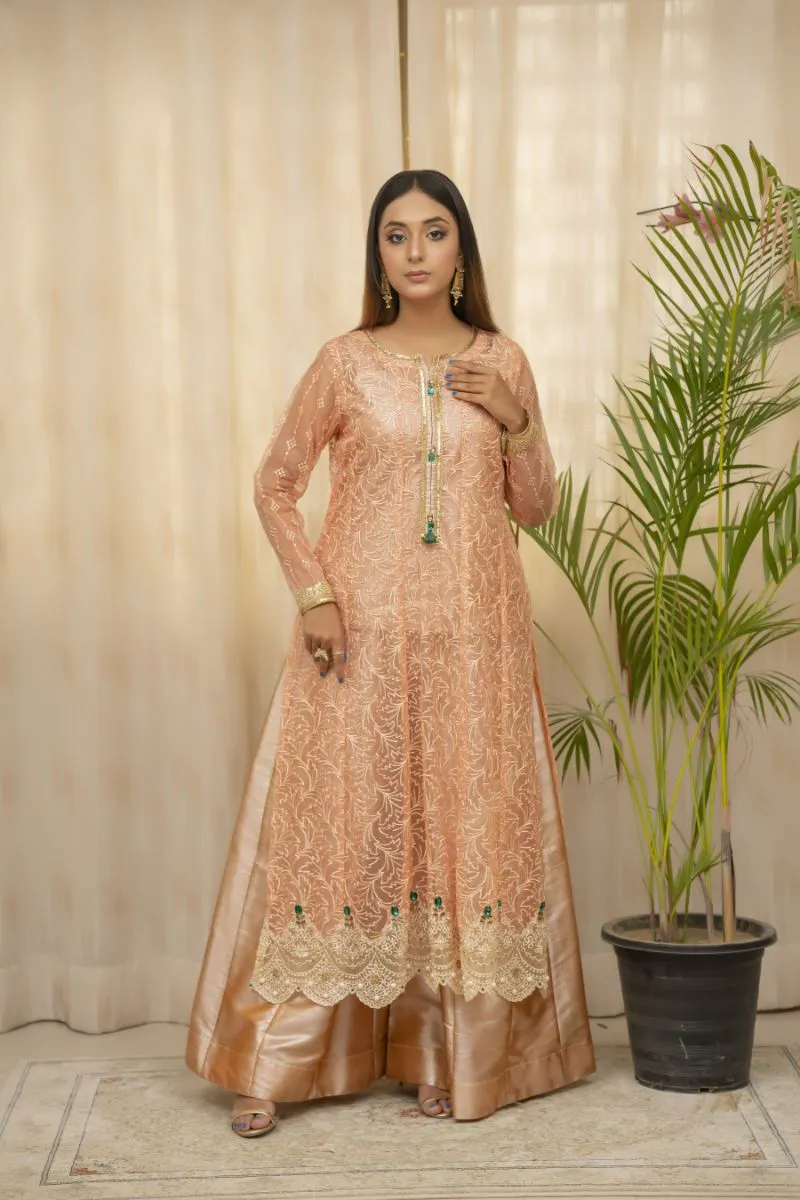 Sadia Aamir - Jhankar - Coral  - Organza - 4 Piece