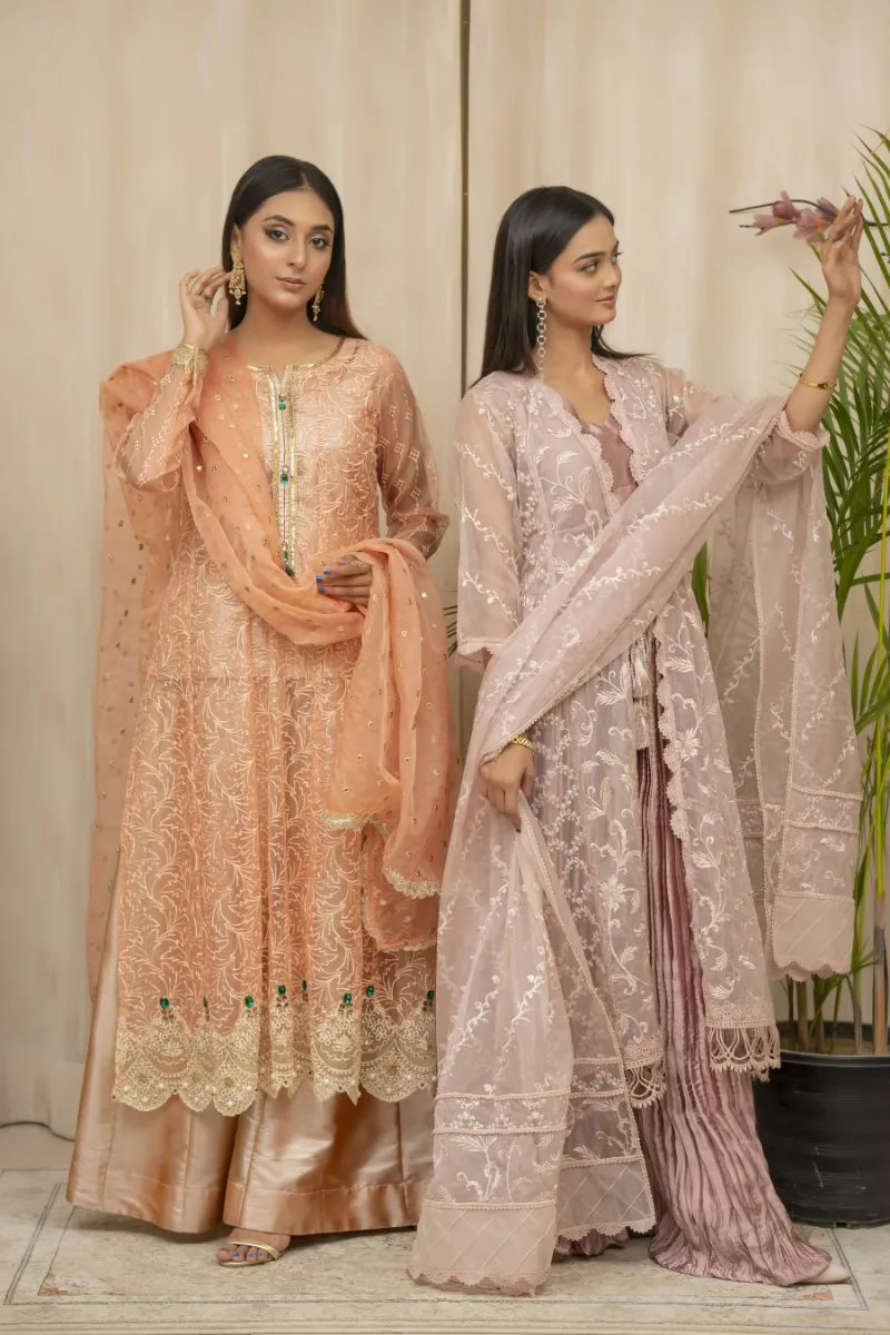 Sadia Aamir - Jhankar - Coral  - Organza - 4 Piece