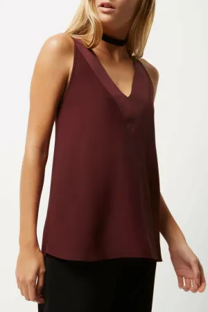 Satin V Neck Swing Top