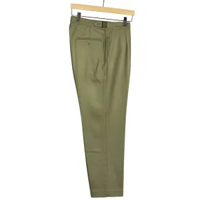 Side tab trousers in deep sage wool twill