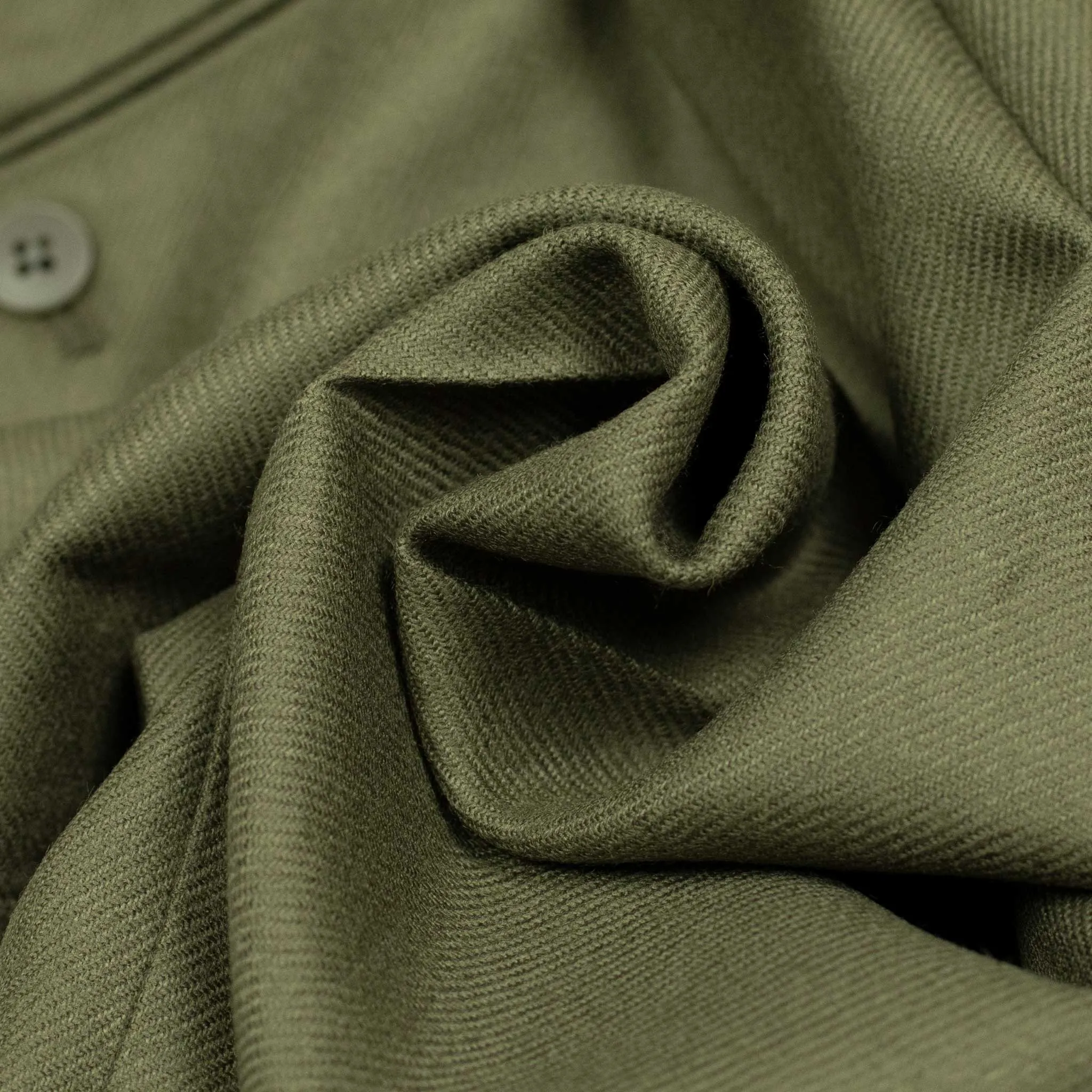 Side tab trousers in deep sage wool twill