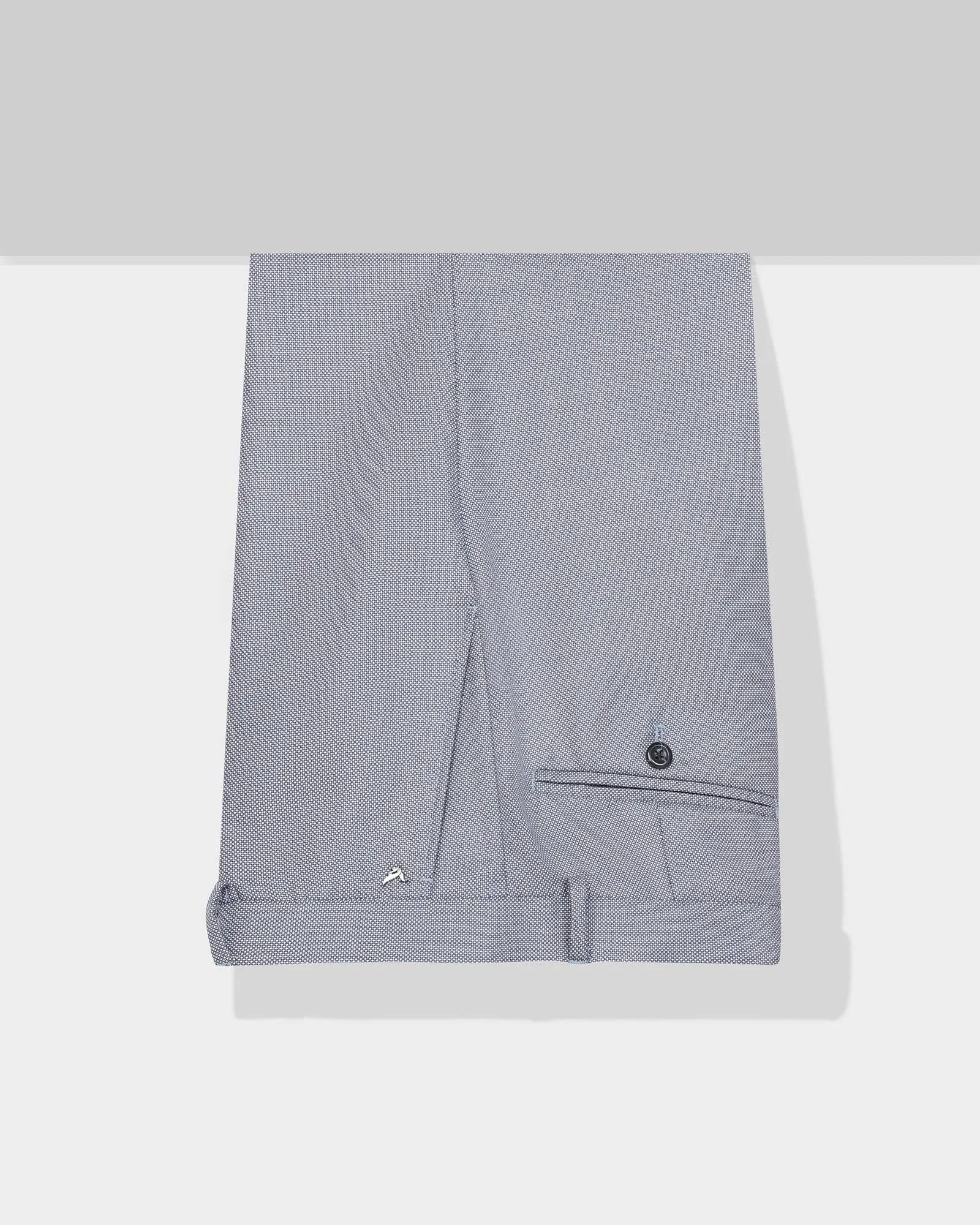 Slim fit B-91 Formal Blue Textured Trouser - Hoop