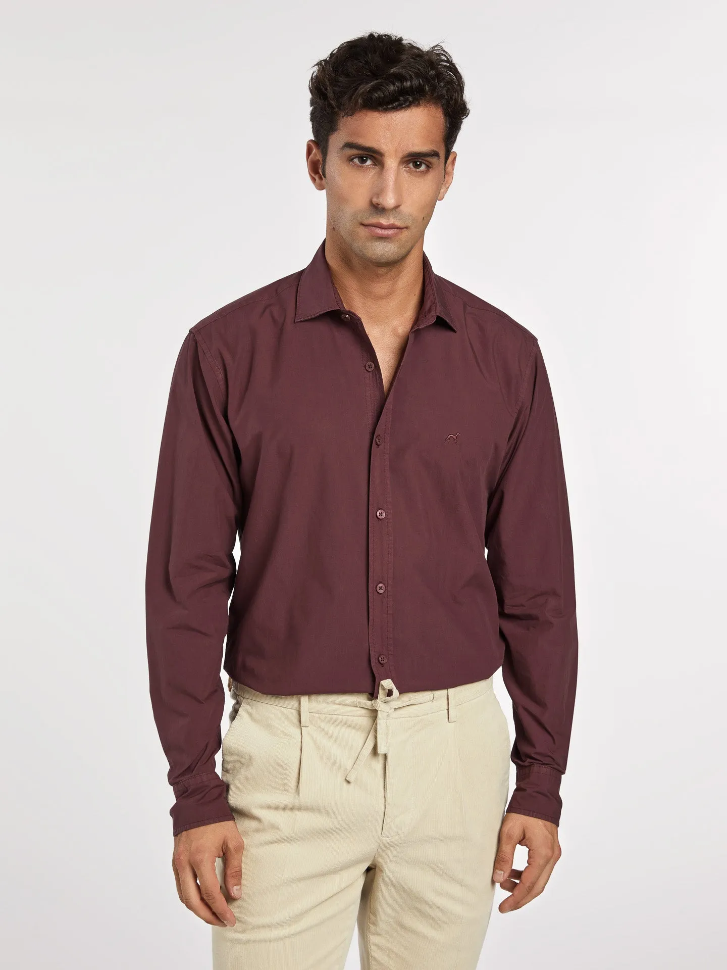 Slim fit comfort poplin garment dye shirt