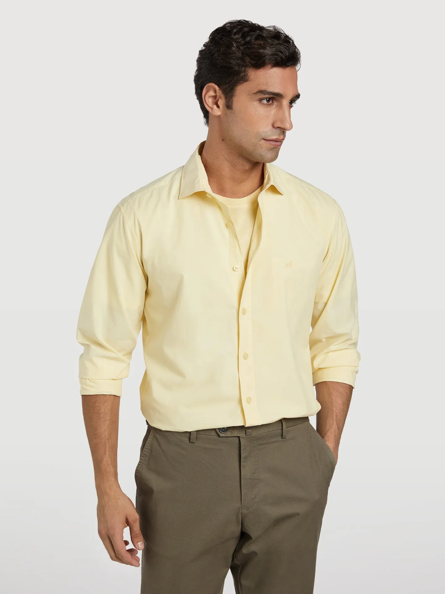 Slim fit comfort poplin garment dye shirt