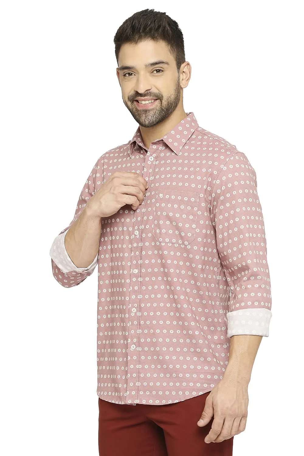 Slim Fit Cotton Dobby Printed Shirt