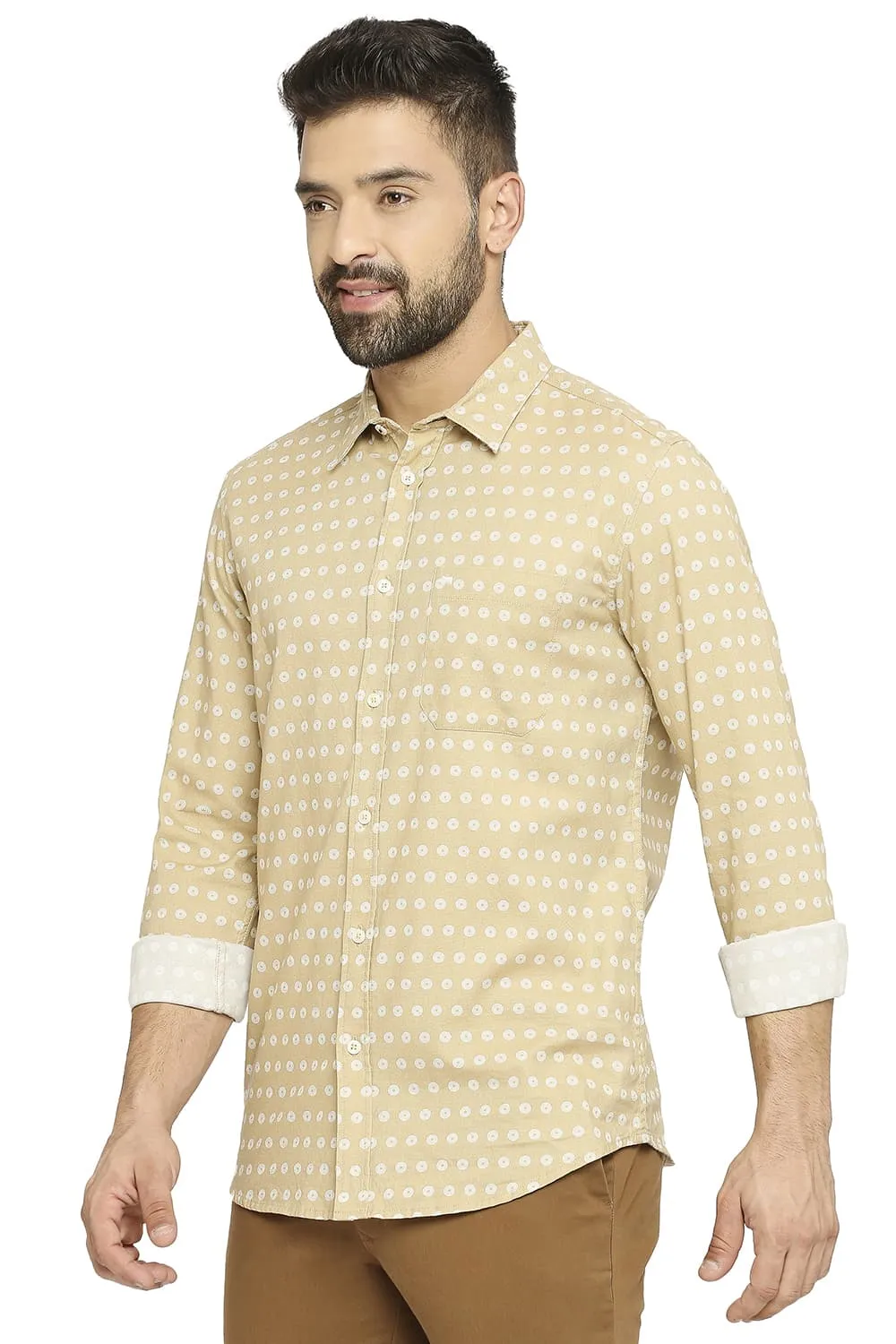 Slim Fit Cotton Dobby Printed Shirt