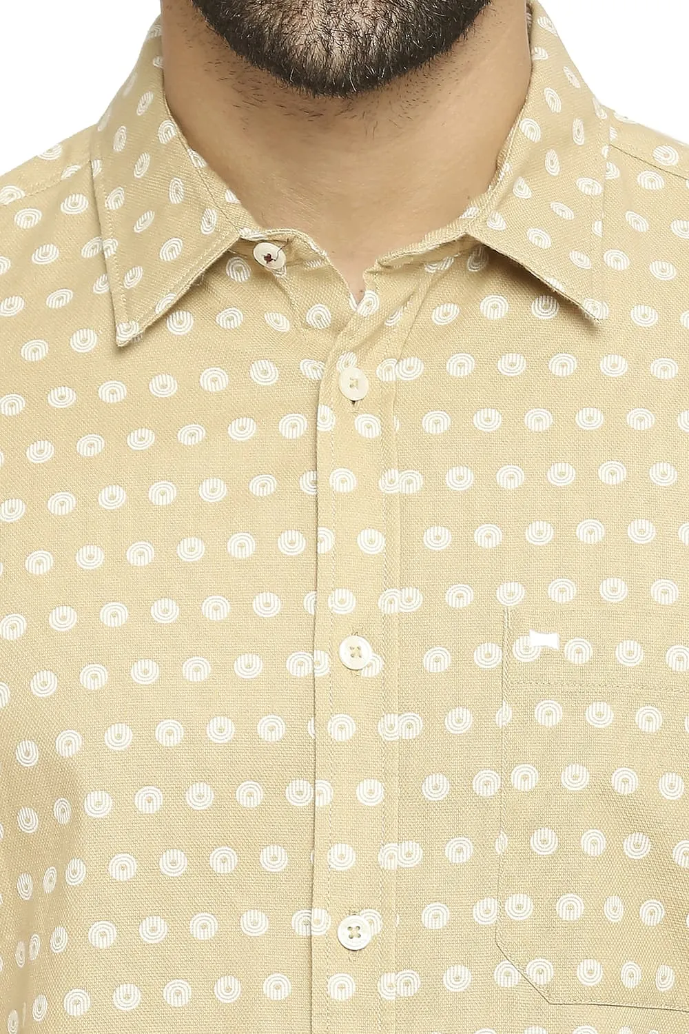 Slim Fit Cotton Dobby Printed Shirt