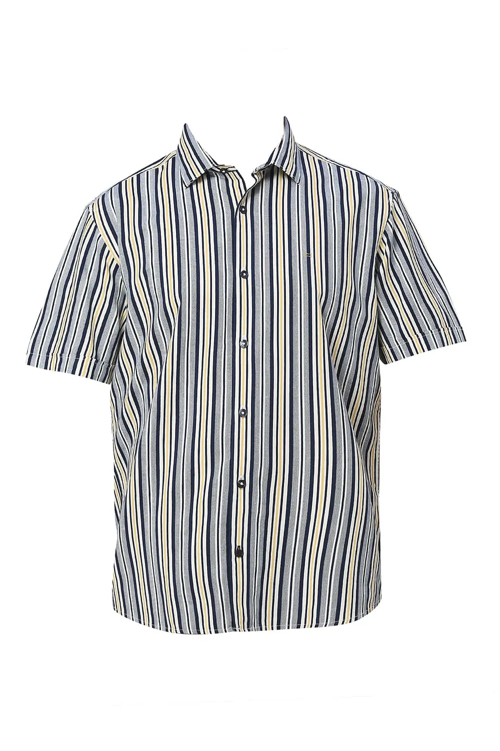 Slim Fit Cotton Viscose Twill Stripe Halfsleeves Shirt