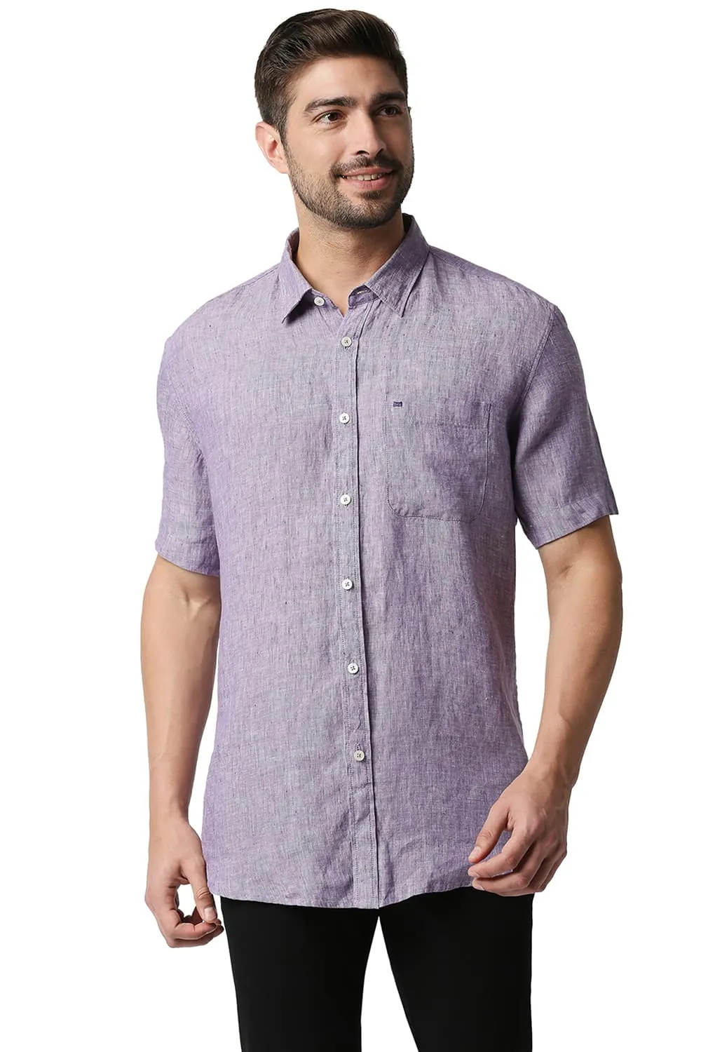 Slim Fit Linen Halfsleeves Shirt