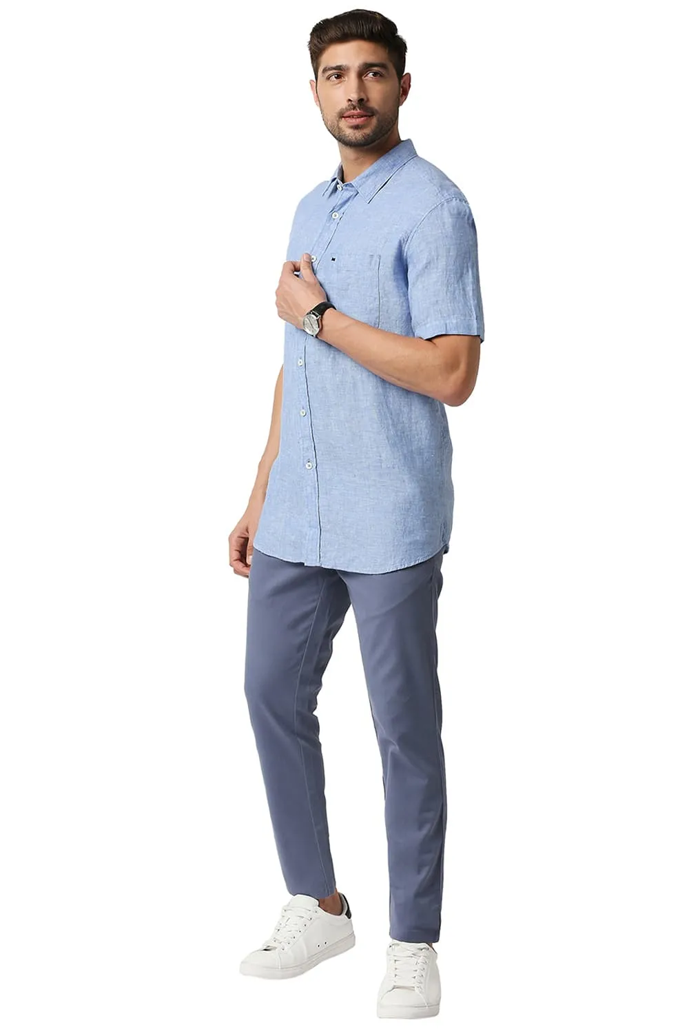 Slim Fit Linen Halfsleeves Shirt