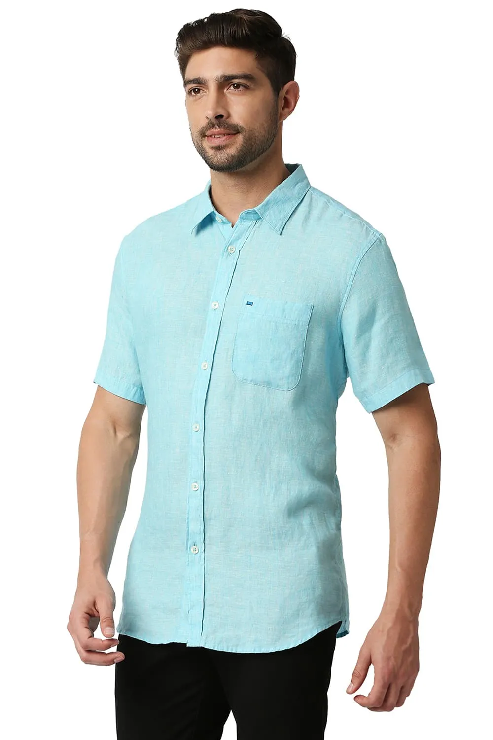 Slim Fit Linen Halfsleeves Shirt