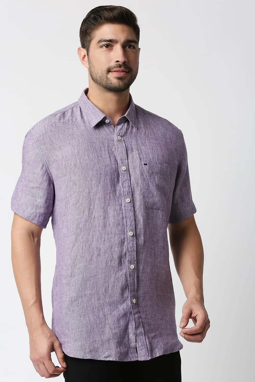 Slim Fit Linen Halfsleeves Shirt