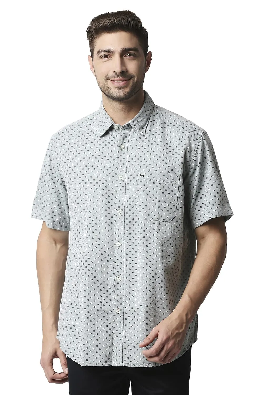 Slim Fit Melange Printed Shirt