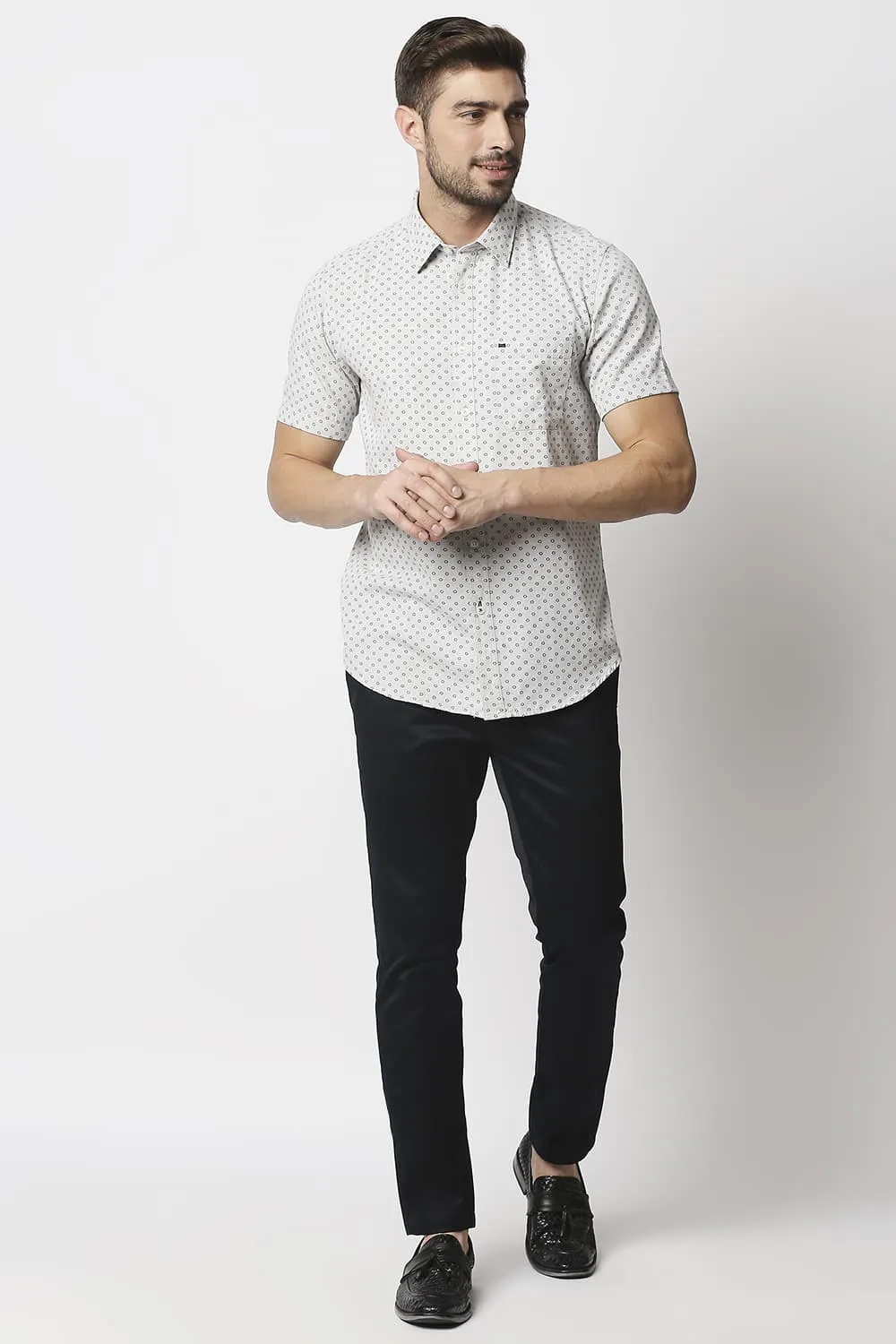 Slim Fit Melange Printed Shirt