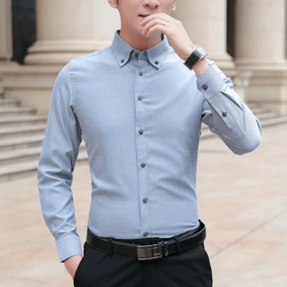 Slim Fit Oxford Long Sleeve Shirt for Men