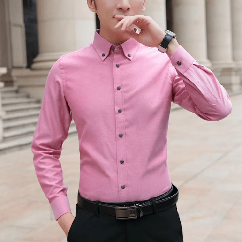 Slim Fit Oxford Long Sleeve Shirt for Men