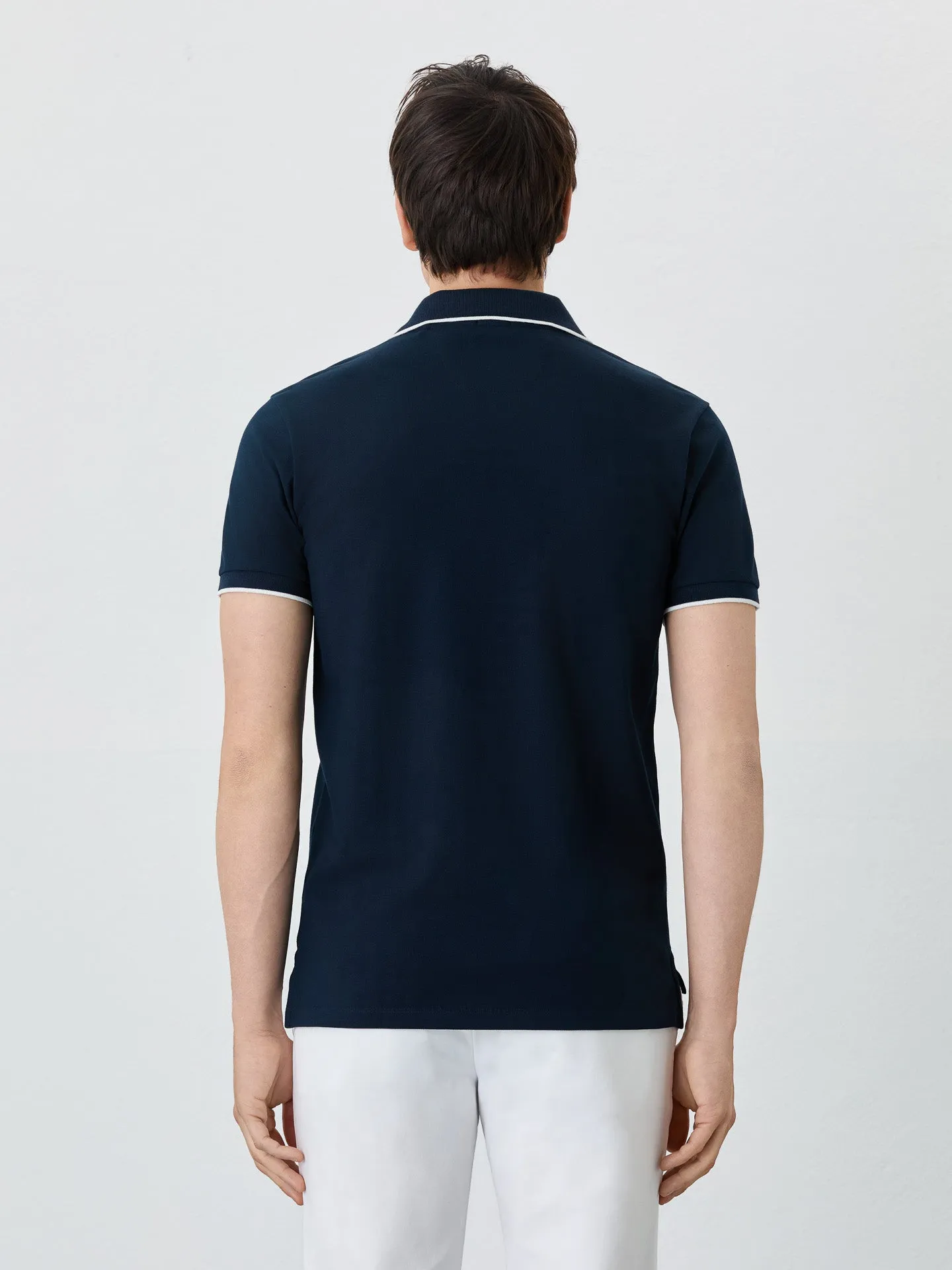 Slim Fit Piqué Polo With Logo Embroidery In Cotton Blend