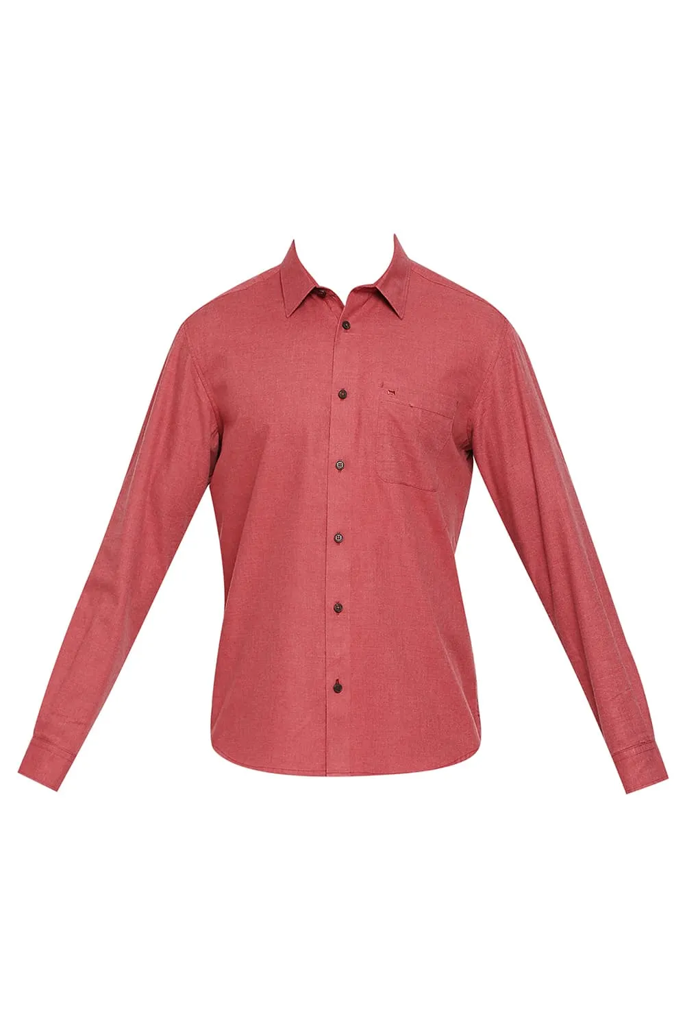 Slim Fit Polyester Cotton Lyocel Twill Melange Shirt