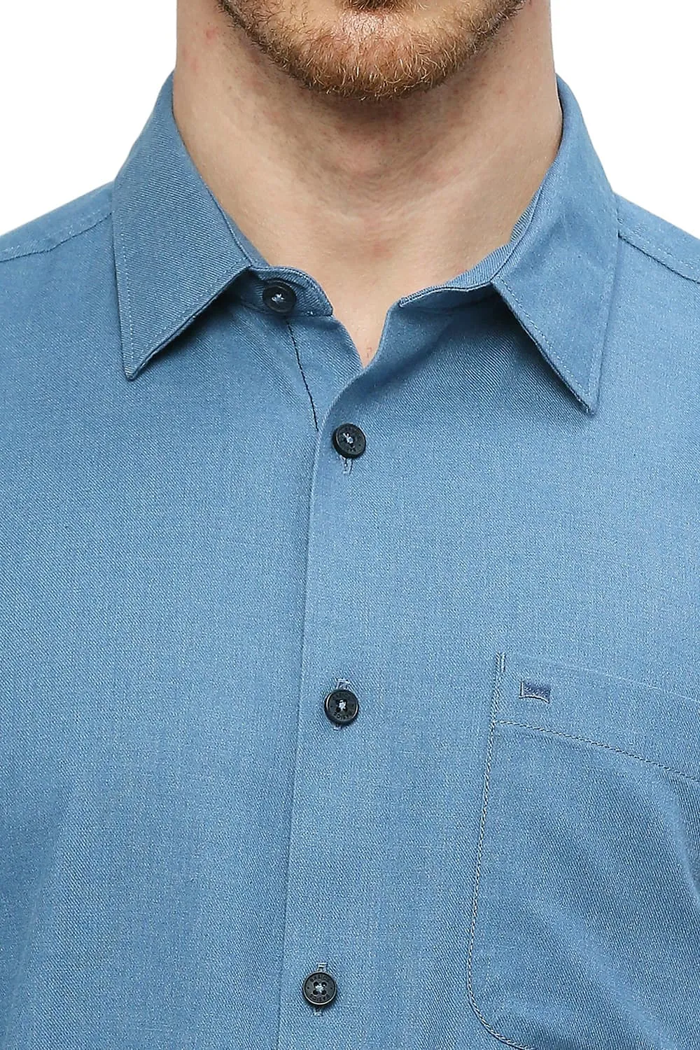 Slim Fit Polyester Cotton Lyocel Twill Melange Shirt