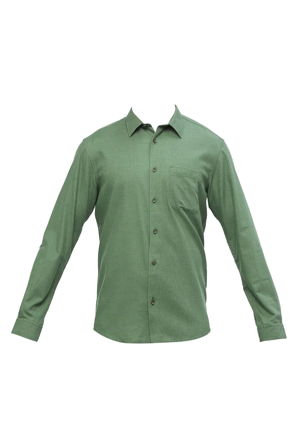 Slim Fit Polyester Cotton Lyocel Twill Melange Shirt