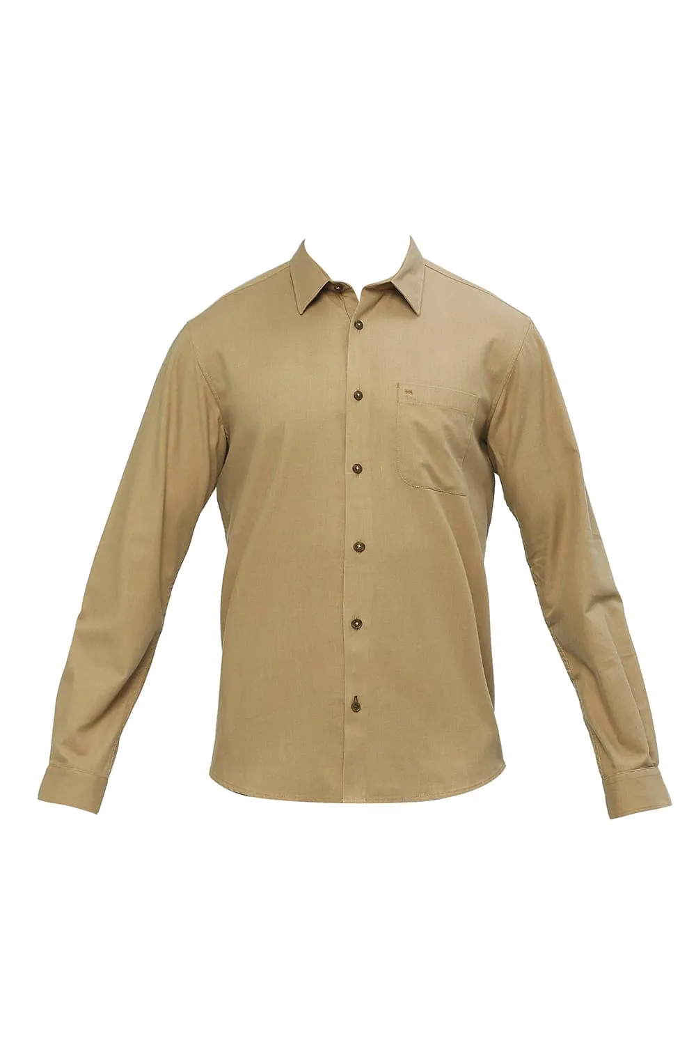 Slim Fit Polyester Cotton Lyocel Twill Melange Shirt