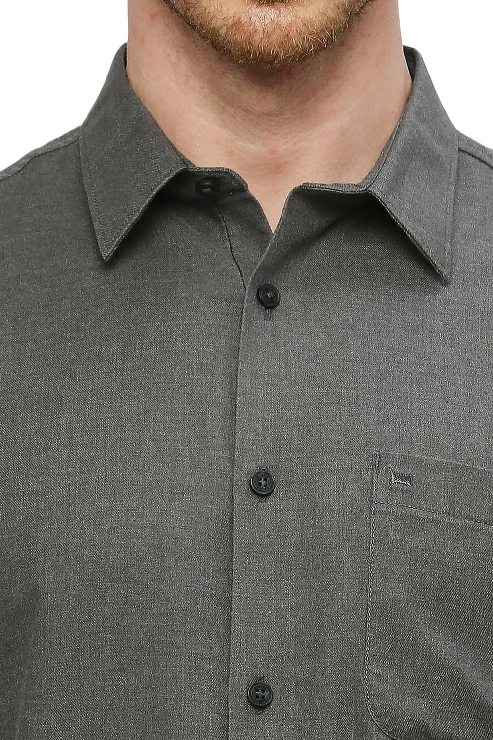 Slim Fit Polyester Cotton Lyocel Twill Melange Shirt