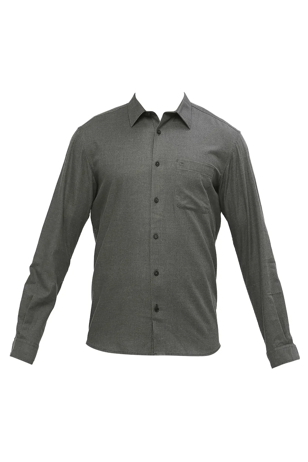 Slim Fit Polyester Cotton Lyocel Twill Melange Shirt