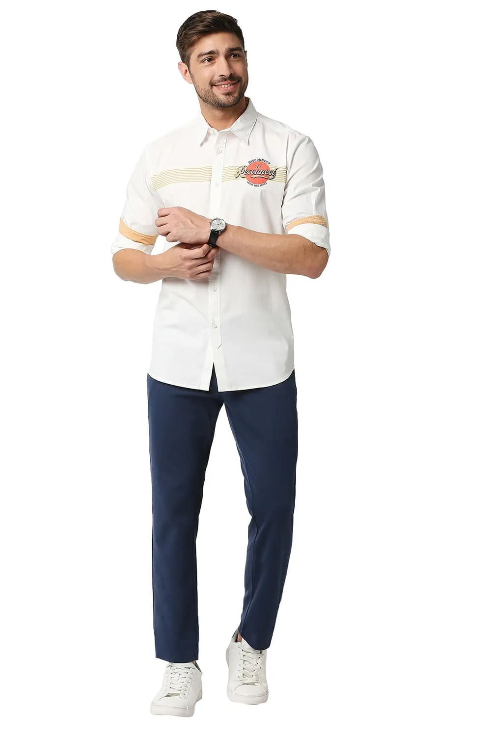 Slim Fit Poplin Lycra Stripe Shirt