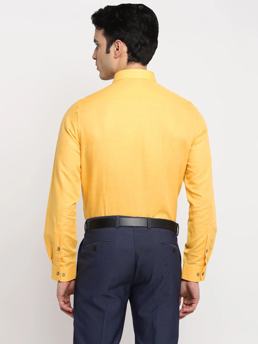 Solid Yellow Slim Fit Formal Shirt