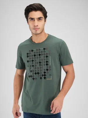 Spykar Men Solid Green Slim Fit Half Sleeves T-Shirt