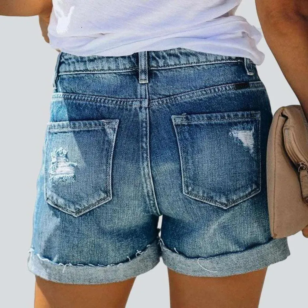 Summer jeans shorts with buttons