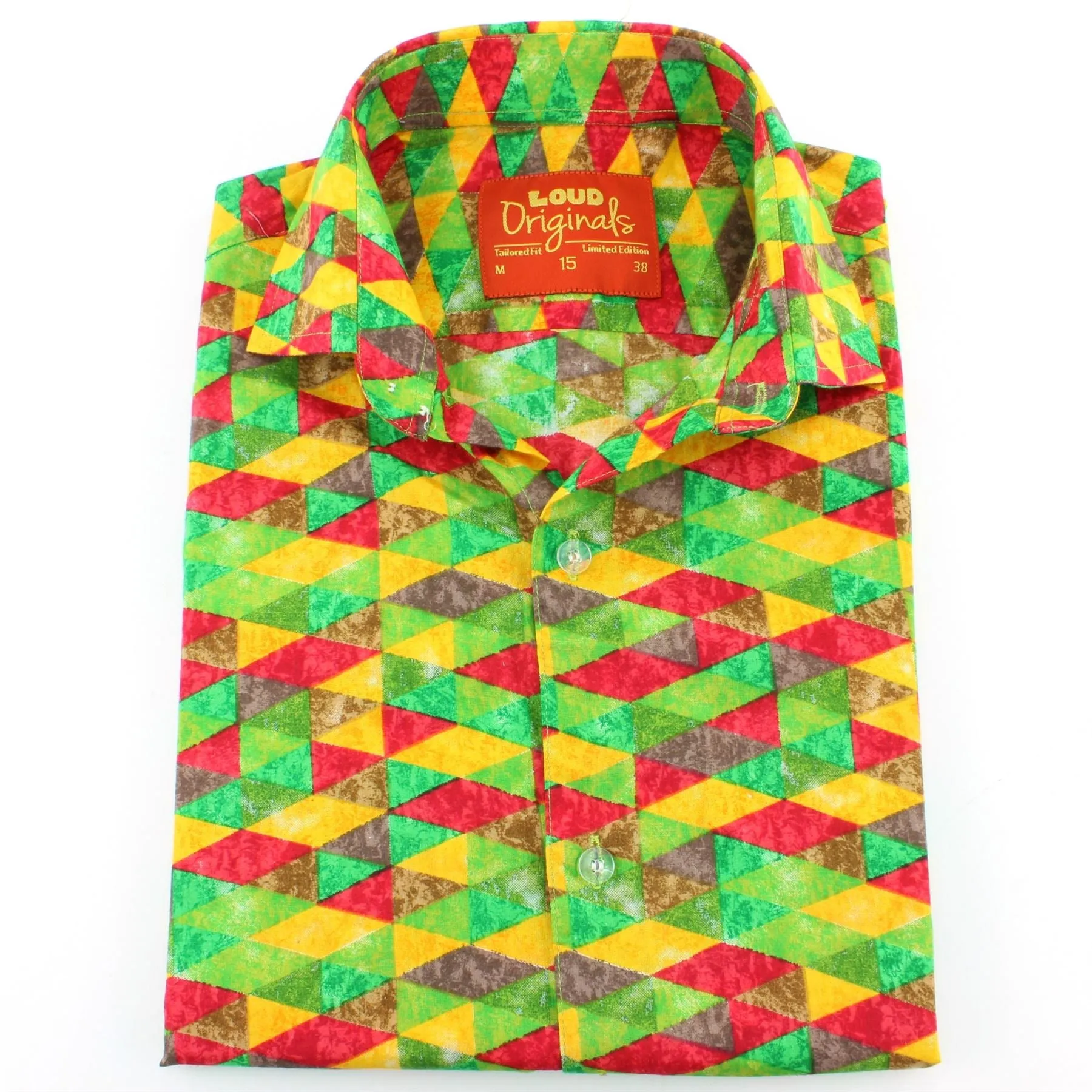 Tailored Fit Short Sleeve Shirt - Red Green Harlequin