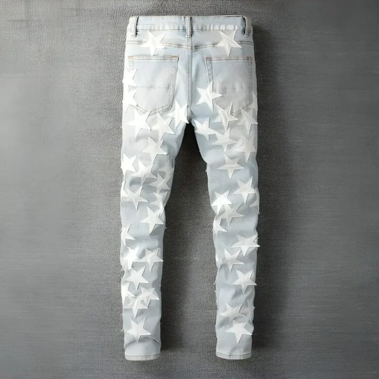 The Hollywood Patchwork Denim Jeans - White