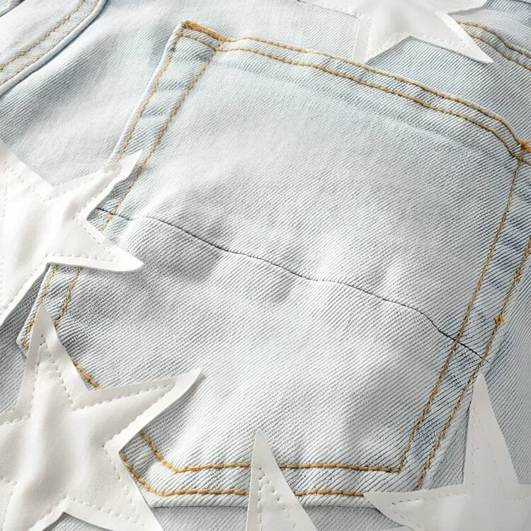 The Hollywood Patchwork Denim Jeans - White