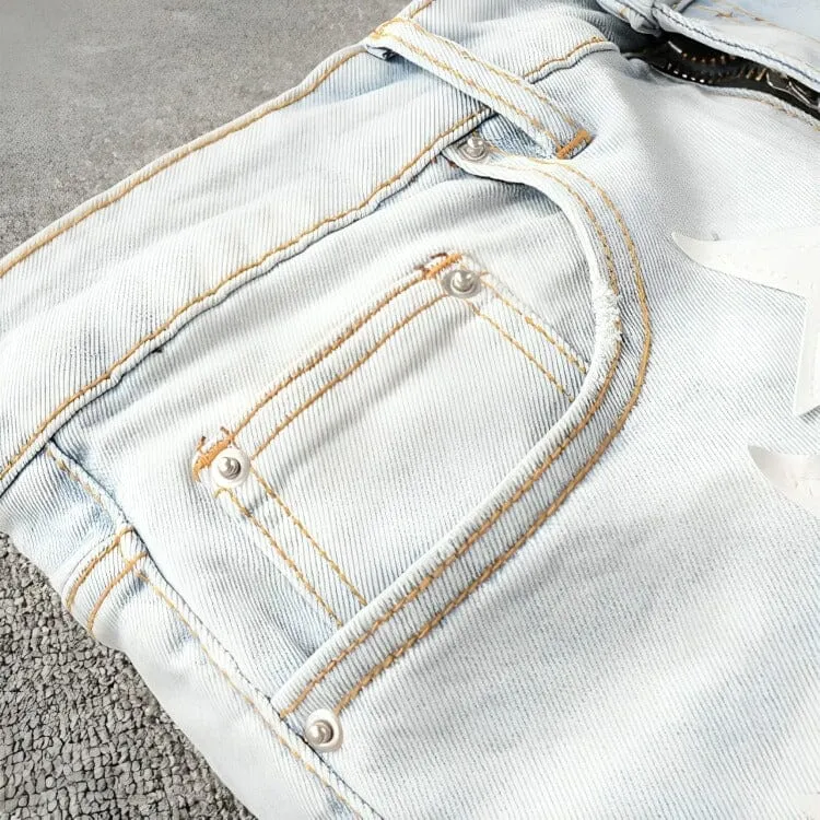 The Hollywood Patchwork Denim Jeans - White