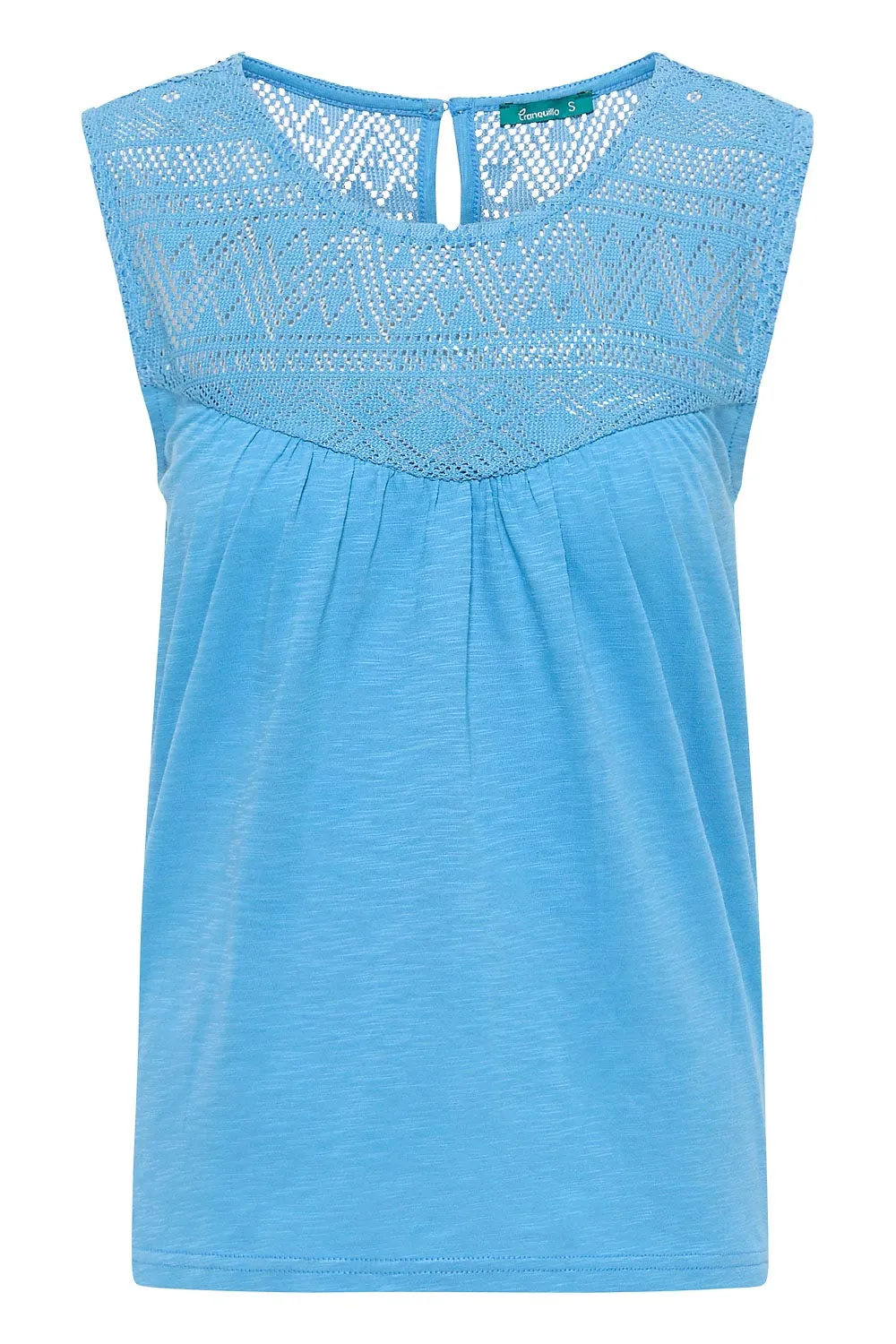 Tranquillo Blue Sleeveless Top With Lace Details