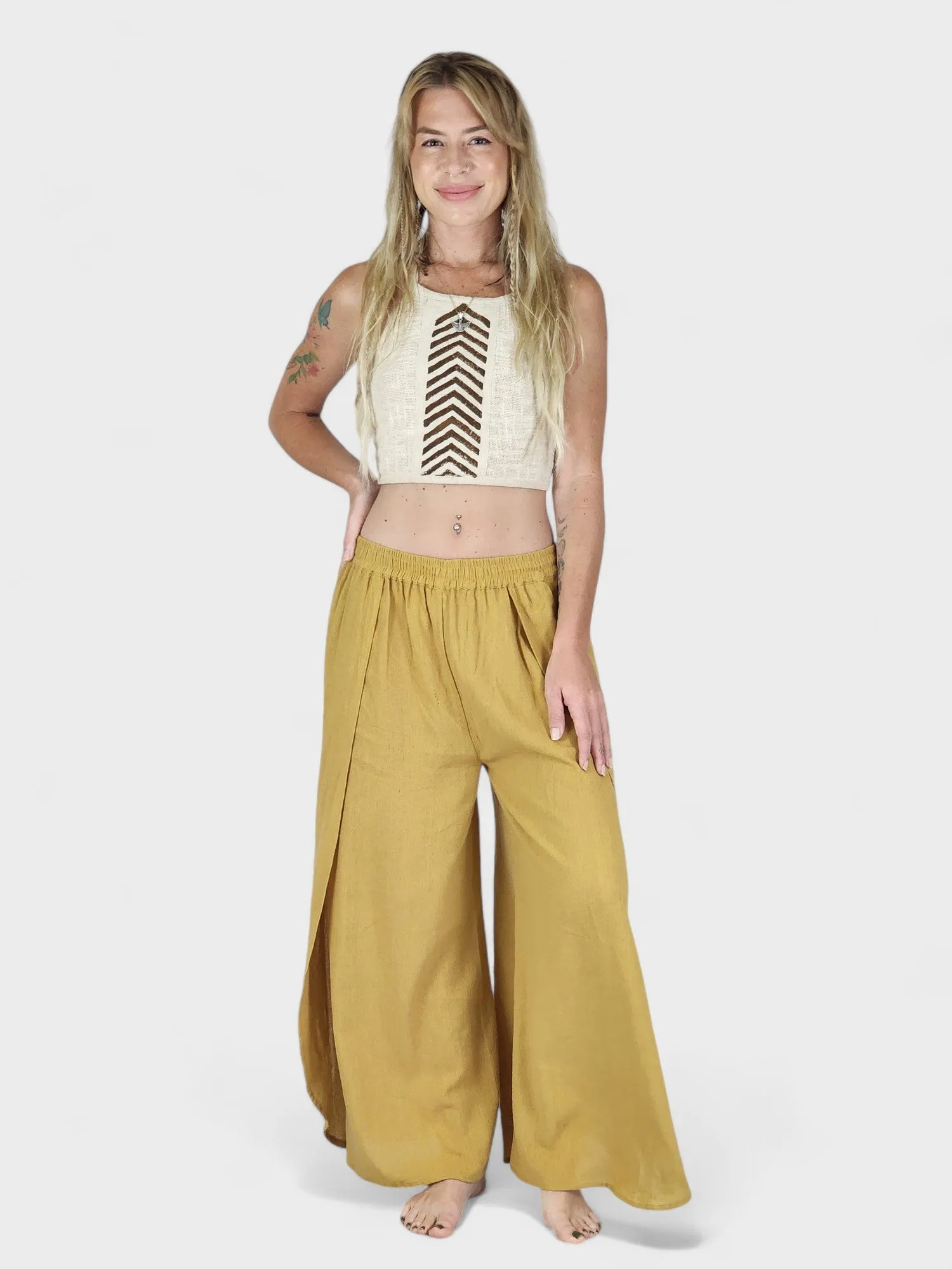 Turmeric Jute Fly Away Trousers