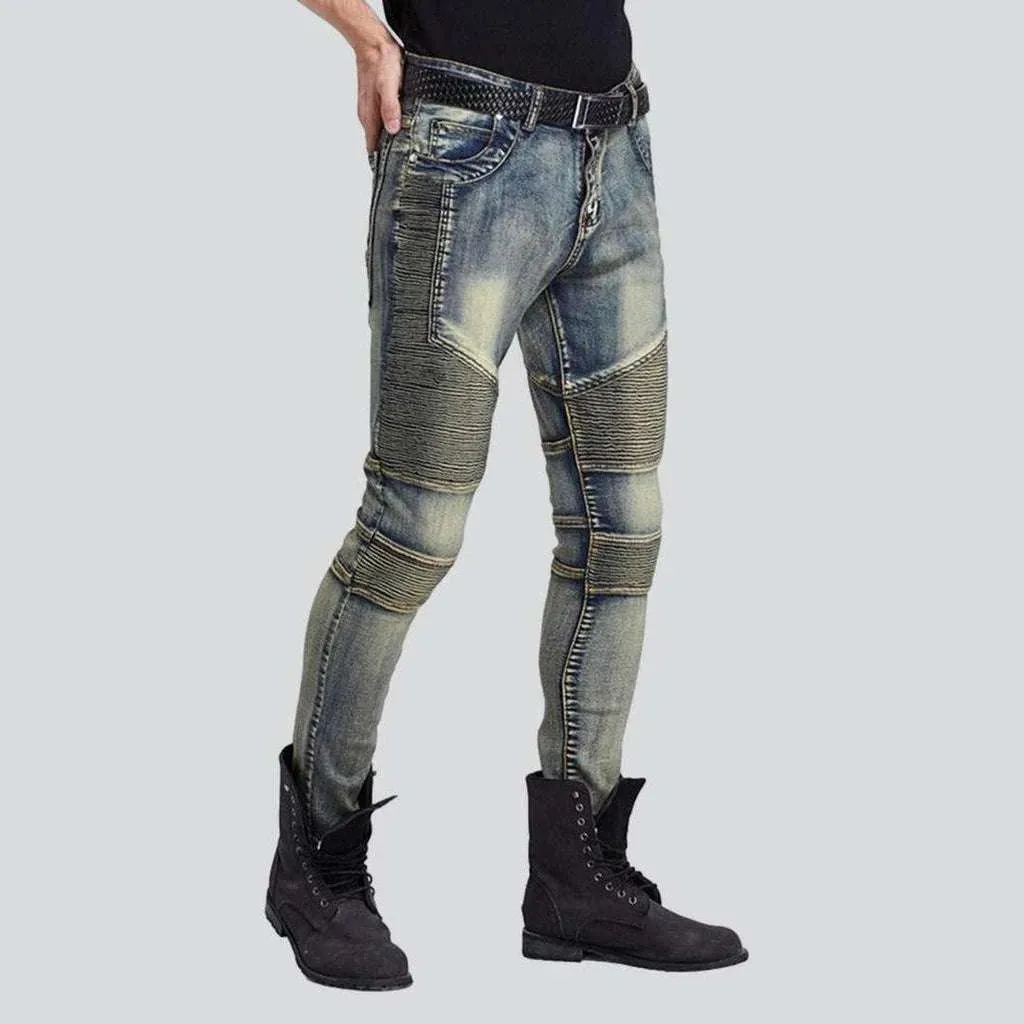 Vintage men's biker denim pants