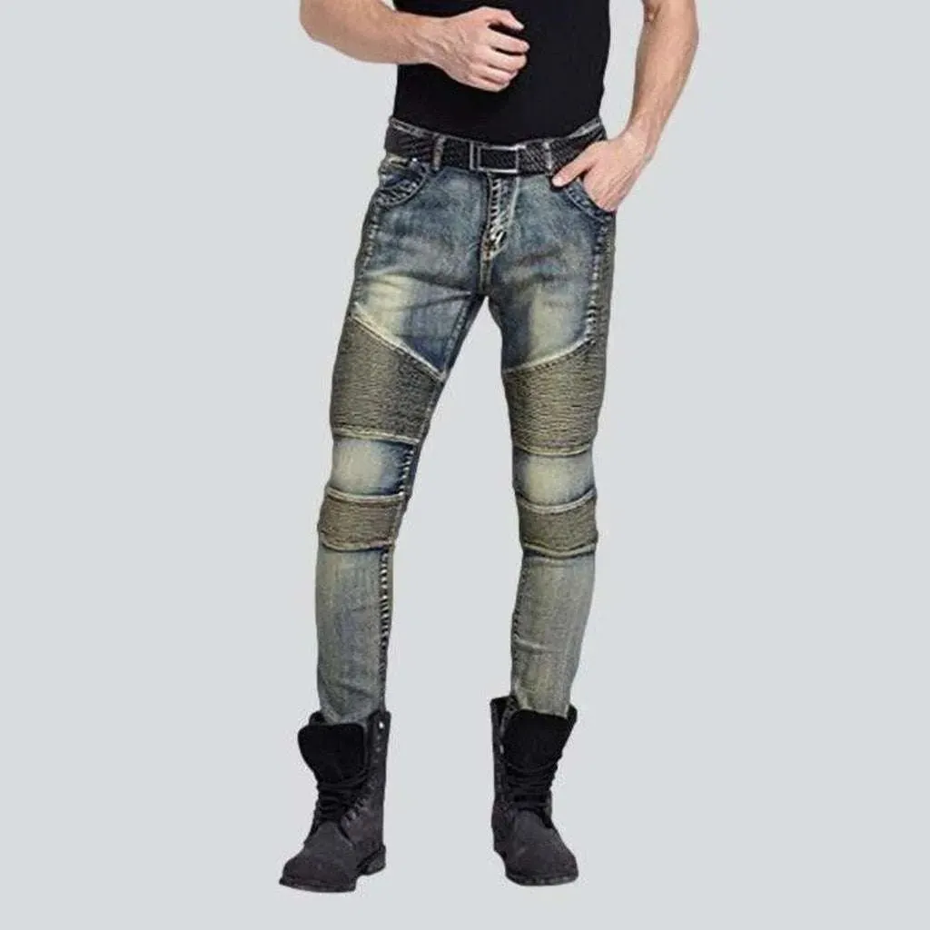 Vintage men's biker denim pants