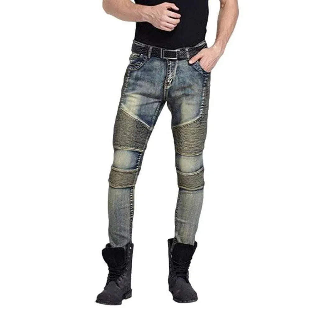 Vintage men's biker denim pants