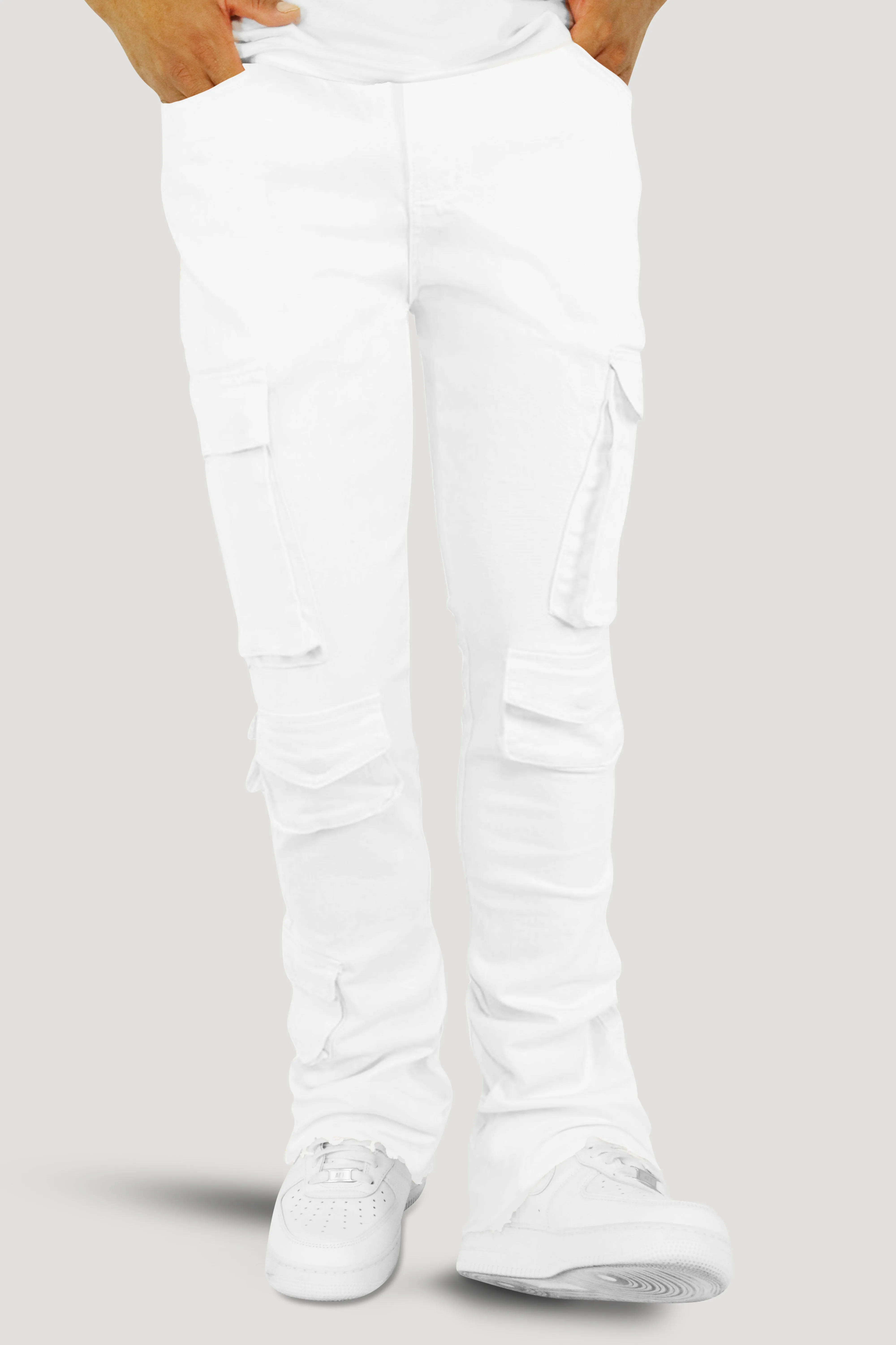 Vortex Cargo Stacked Denim (White)