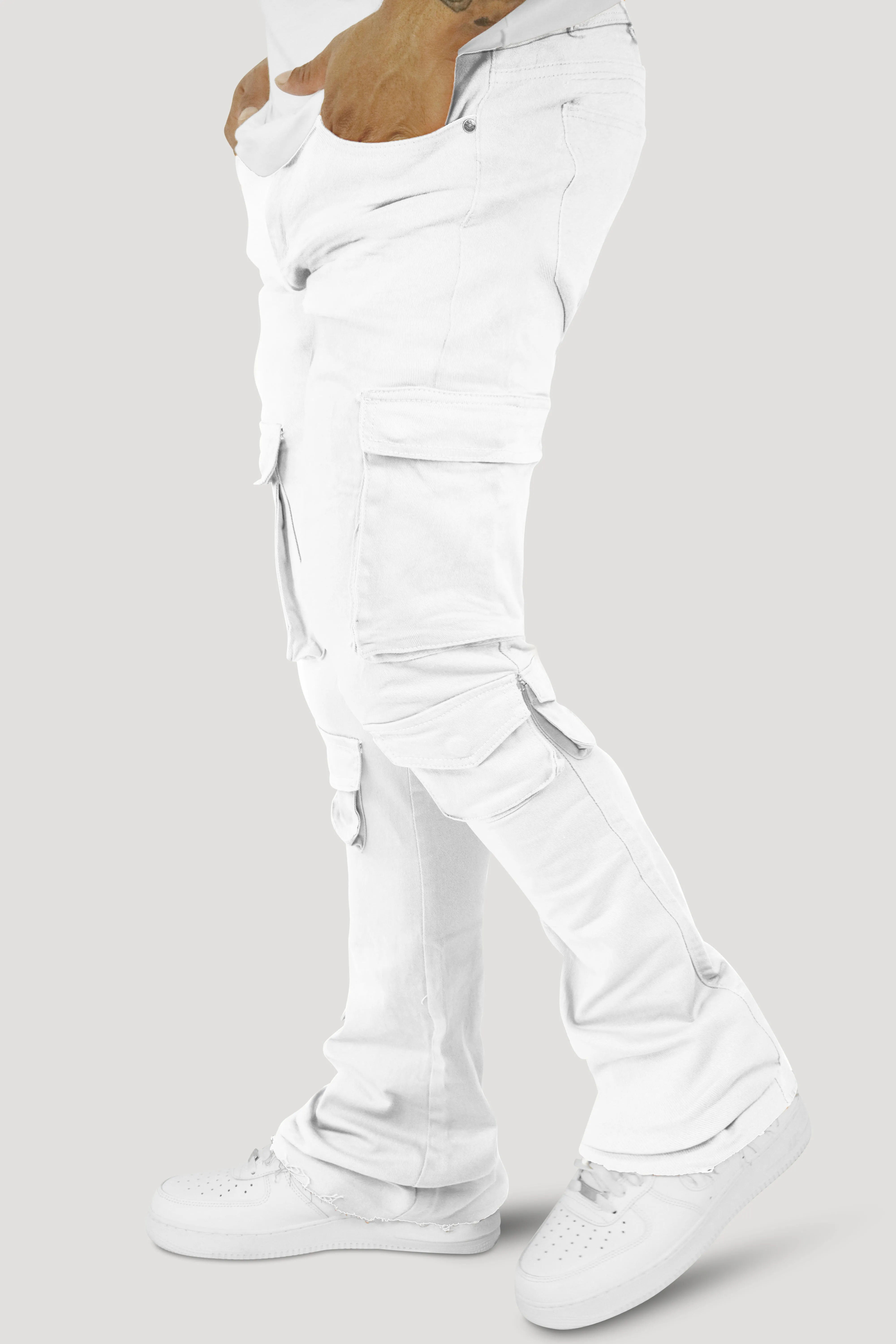 Vortex Cargo Stacked Denim (White)