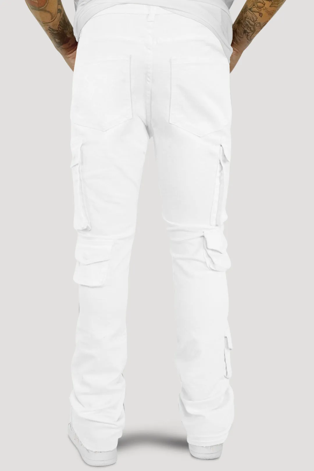 Vortex Cargo Stacked Denim (White)