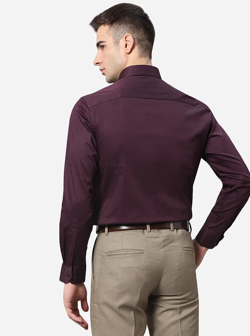 Wine Solid Slim Fit Party Wear Shirt | Greenfibre