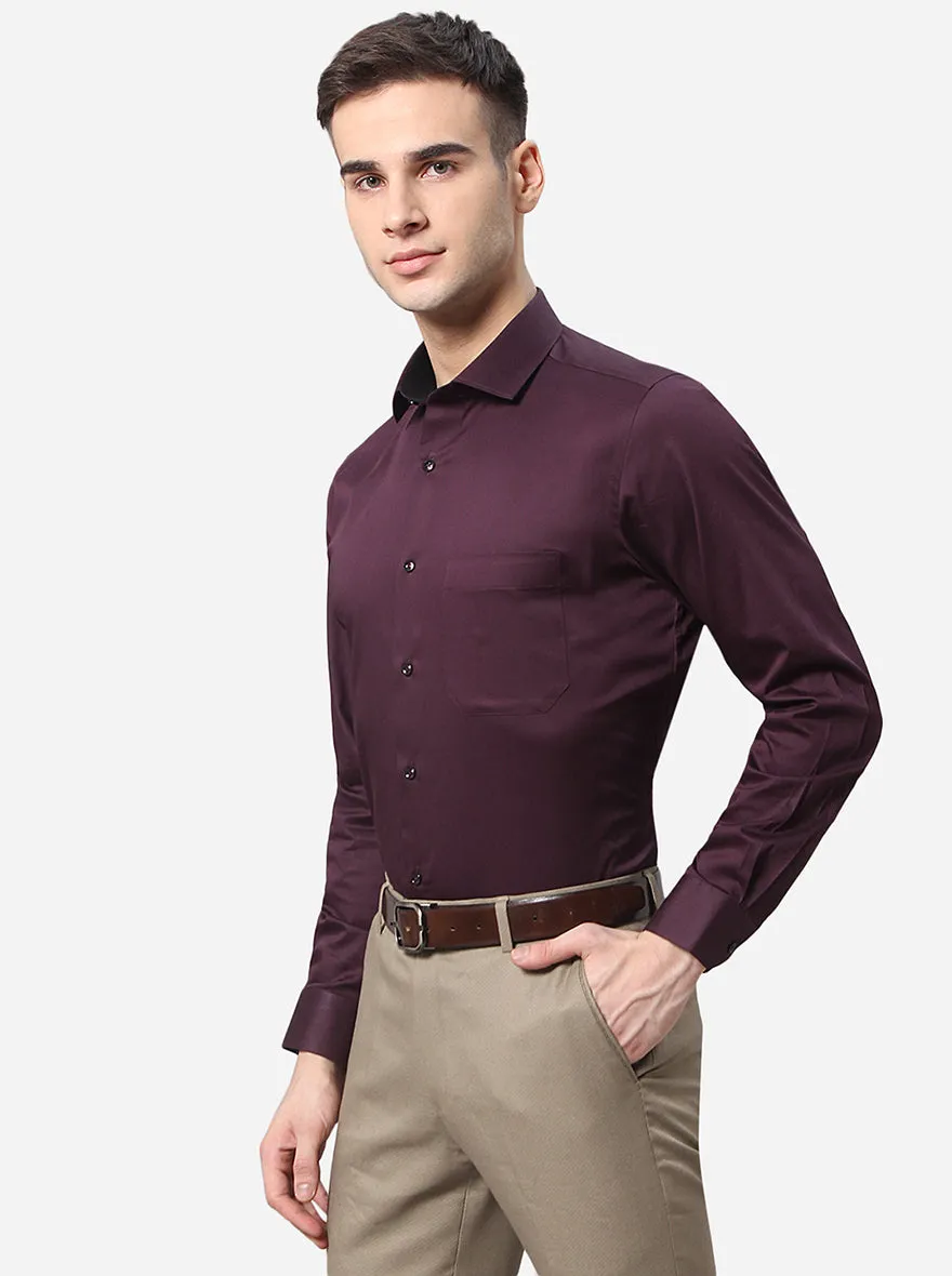 Wine Solid Slim Fit Party Wear Shirt | Greenfibre