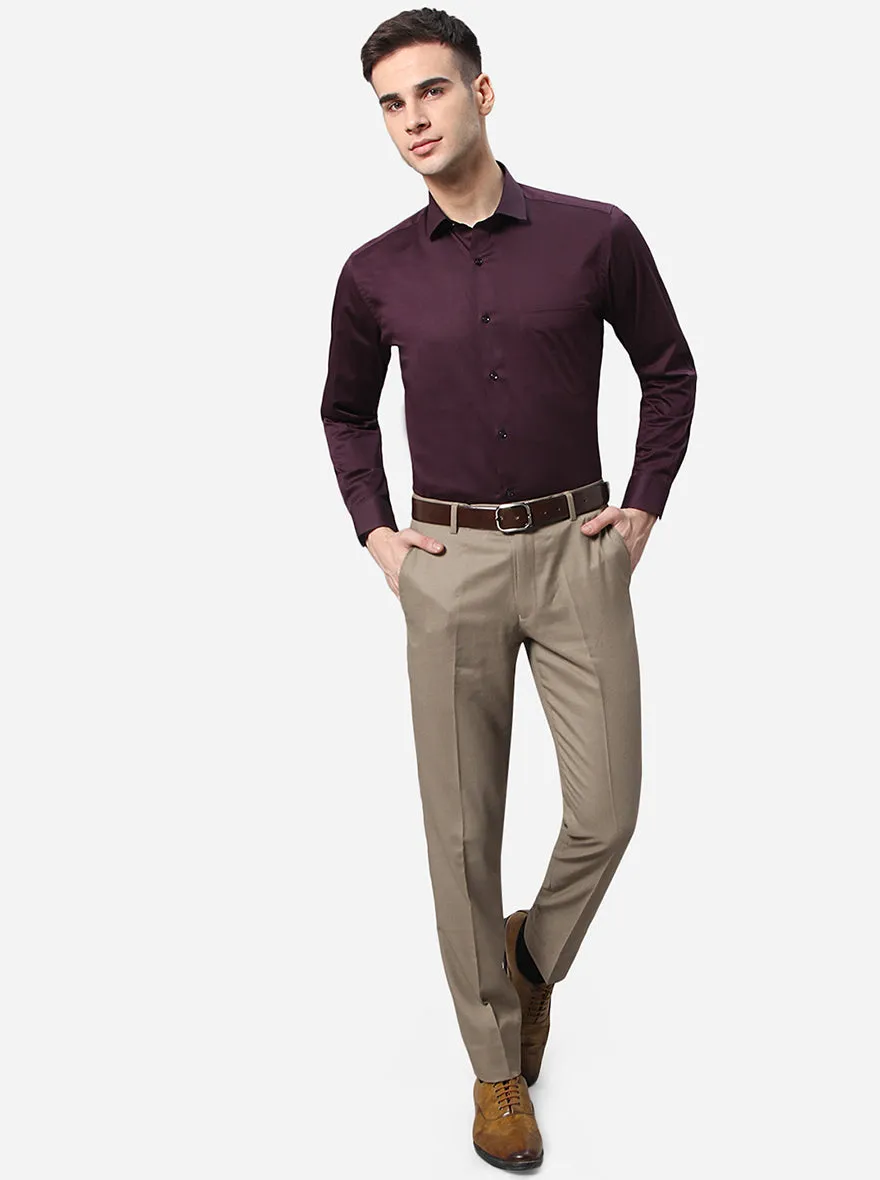 Wine Solid Slim Fit Party Wear Shirt | Greenfibre