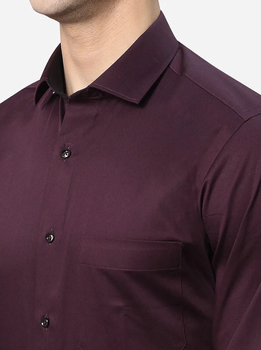 Wine Solid Slim Fit Party Wear Shirt | Greenfibre