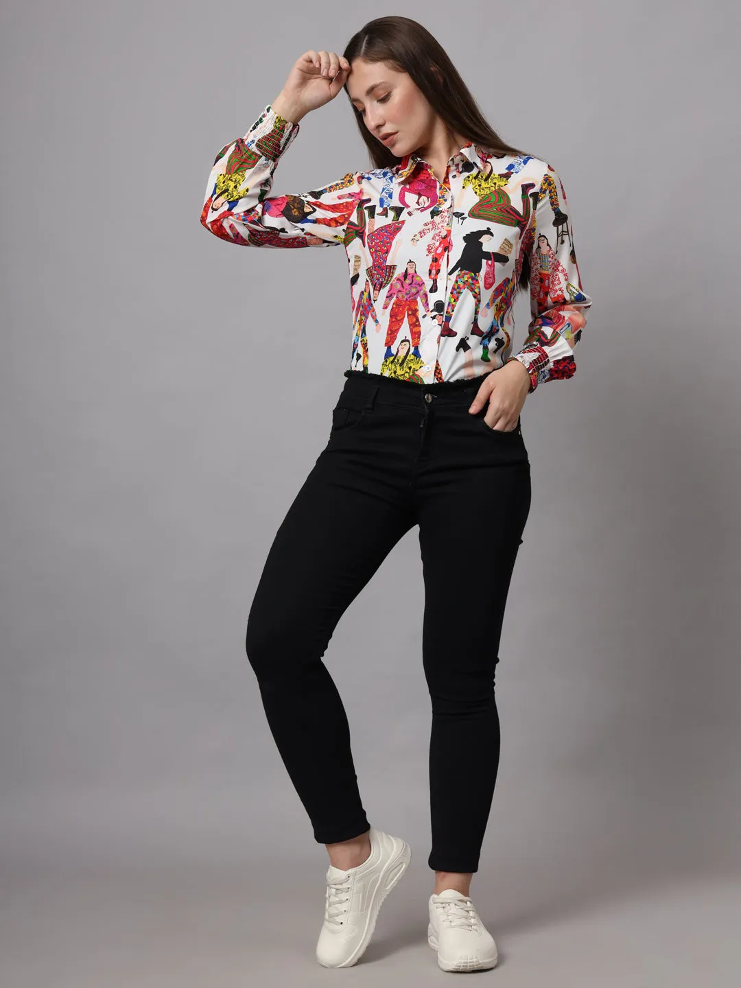 Women Classic Slim Fit Floral Opaque Printed Casual Shirt