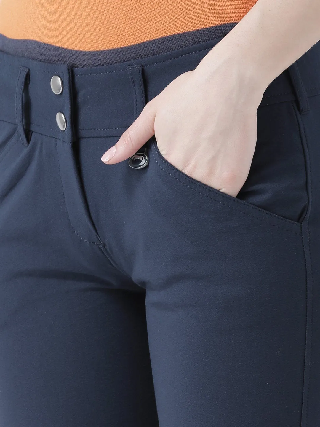 Women Navy Blue Slim Fit Trouser